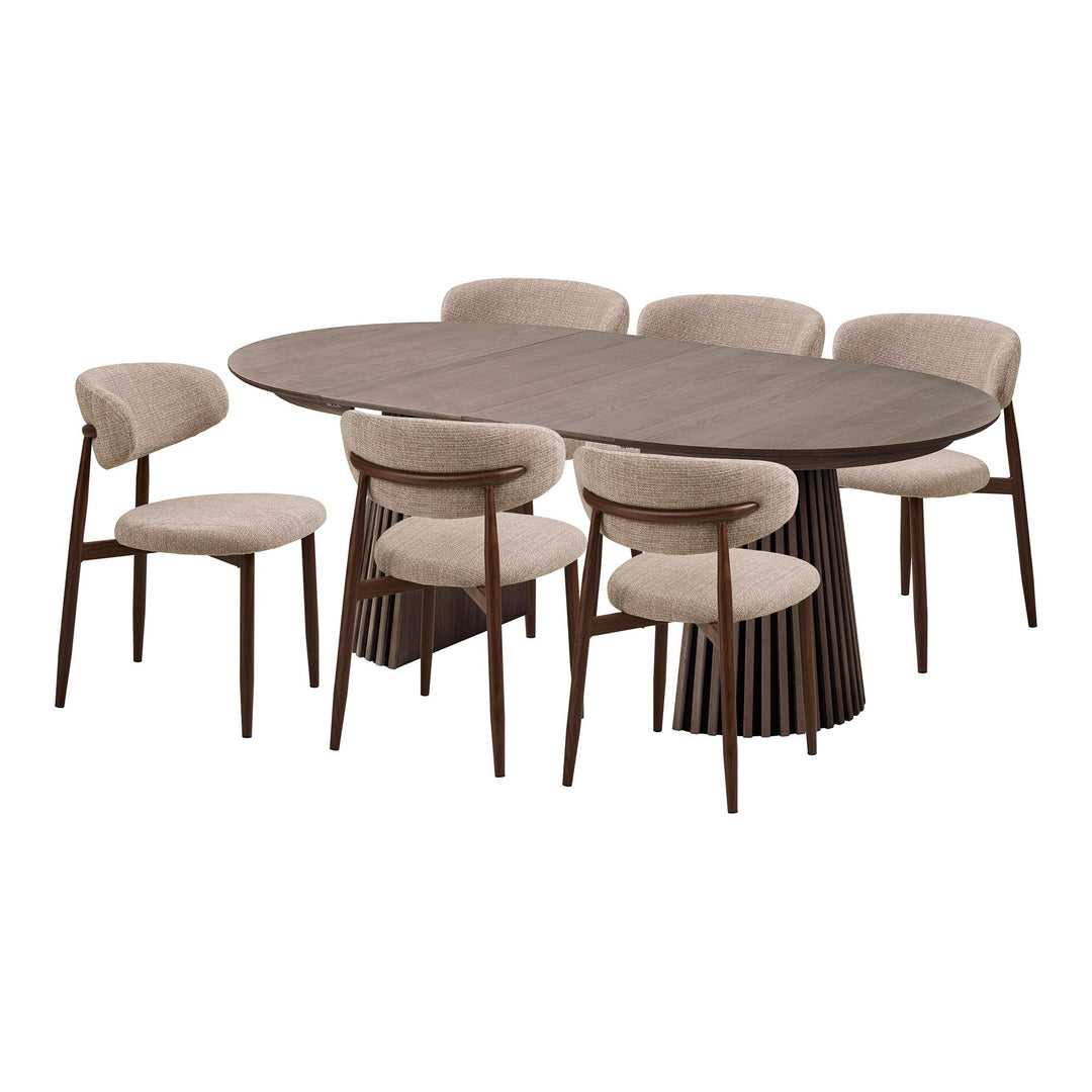 House Nordic Osaka &amp; Agustin matgrupp sand/valnöt med 6 stolar