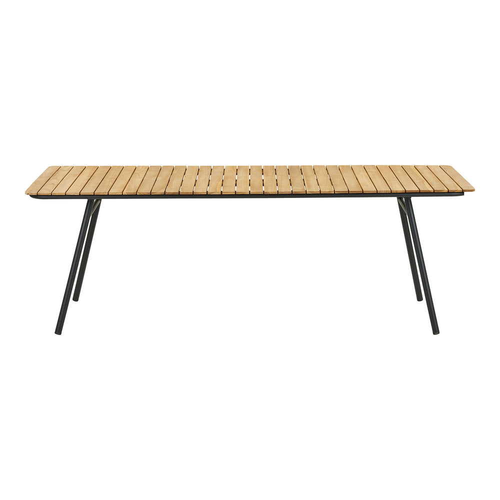 House Nordic Cleveland utomhusmatbord 220 × 90 cm i teak och svart metall