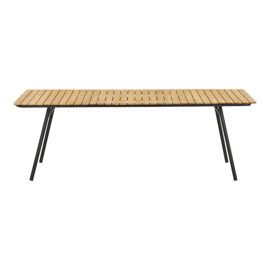 House Nordic Cleveland utomhusmatbord 220 × 90 cm i teak och svart metall