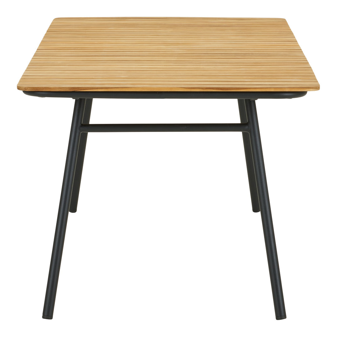 House Nordic Cleveland utomhusmatbord 220 × 90 cm i teak och svart metall