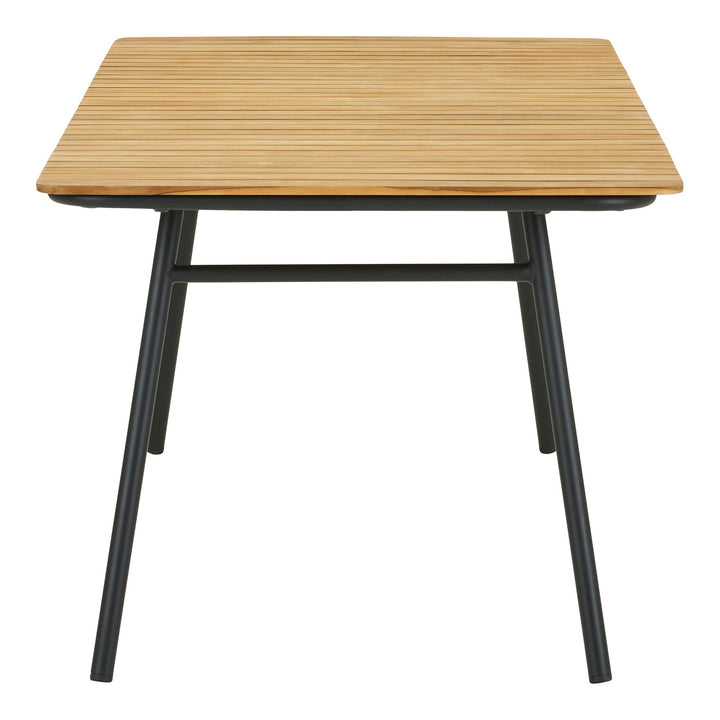 House Nordic Cleveland utomhusmatbord 220 × 90 cm i teak och svart metall