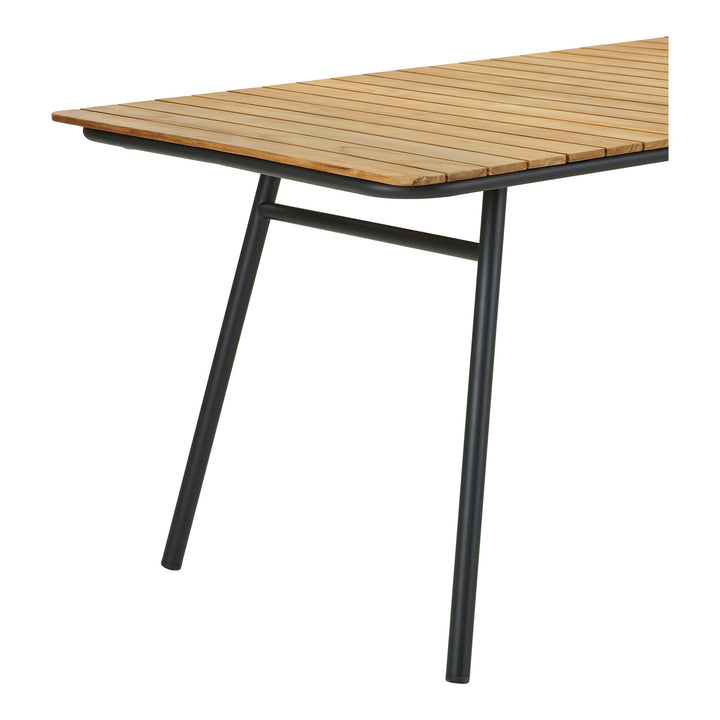 House Nordic Cleveland utomhusmatbord 220 × 90 cm i teak och svart metall