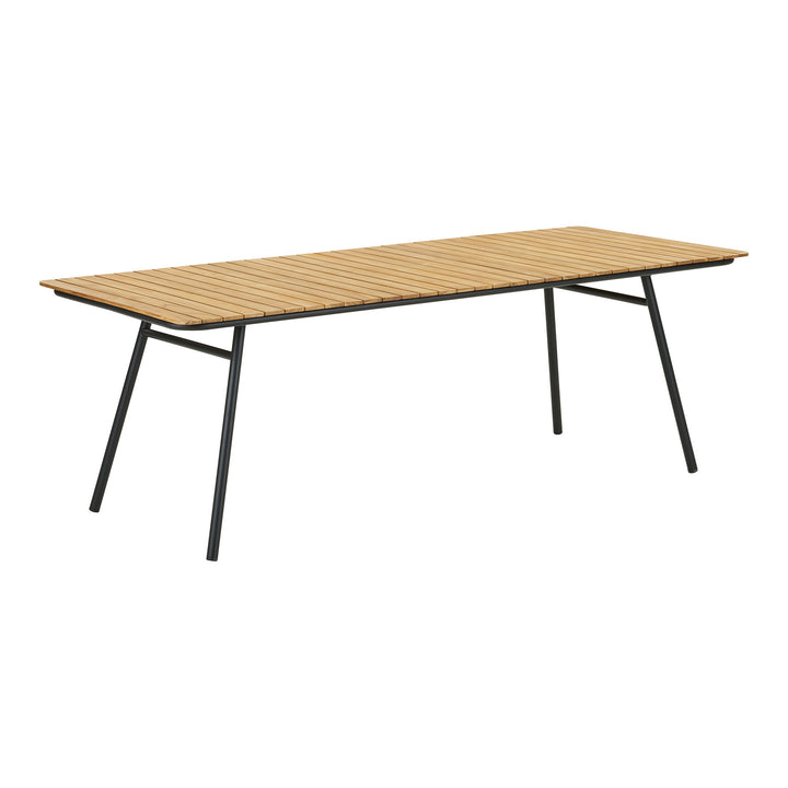 House Nordic Cleveland utomhusmatbord 220 × 90 cm i teak och svart metall