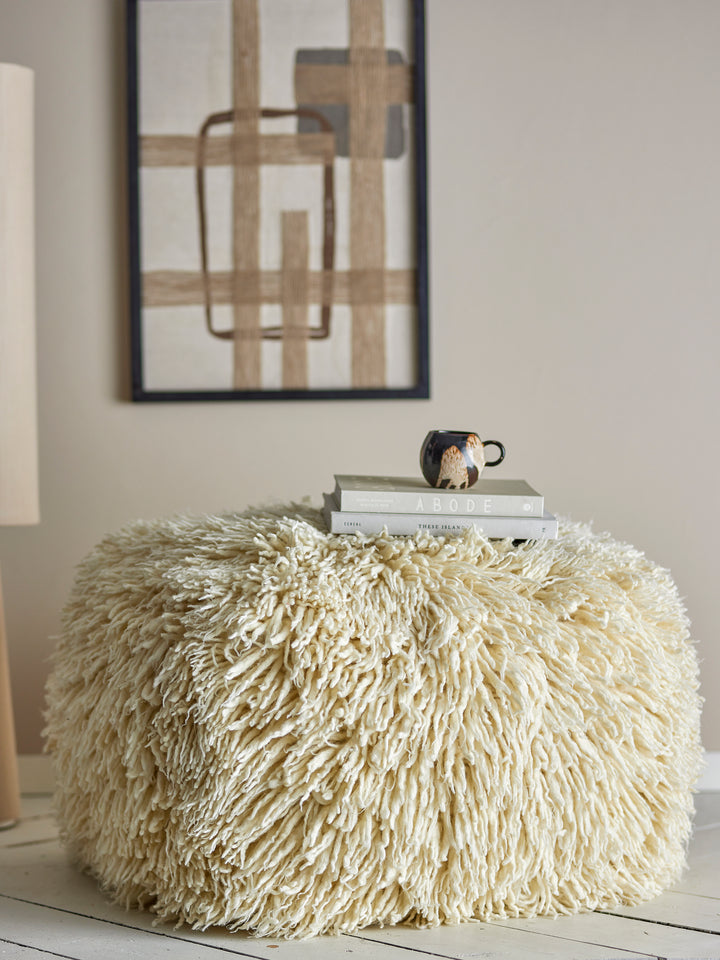 Bloomingville Lomba naturfärgad sittpuff i ull med fransar – leverantörsbild 82064561