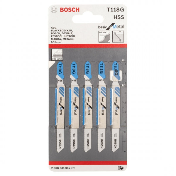 Bosch Sticksågsbladssats T118G HSS 5-pack