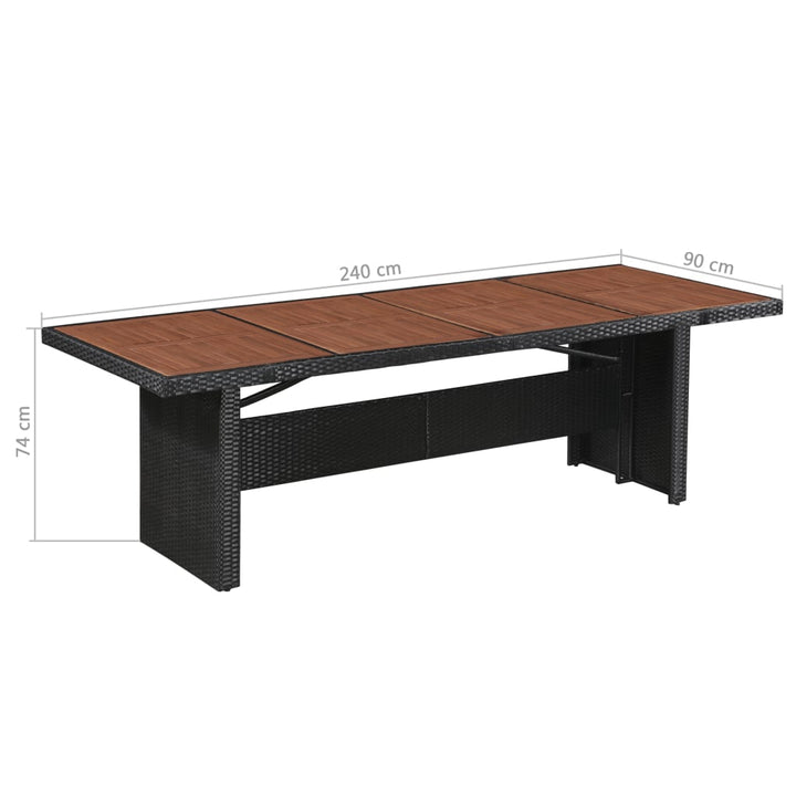 NNEVL Trädgårdsbord 240x90x74 cm – Polyrattan &amp; massiv akacia
