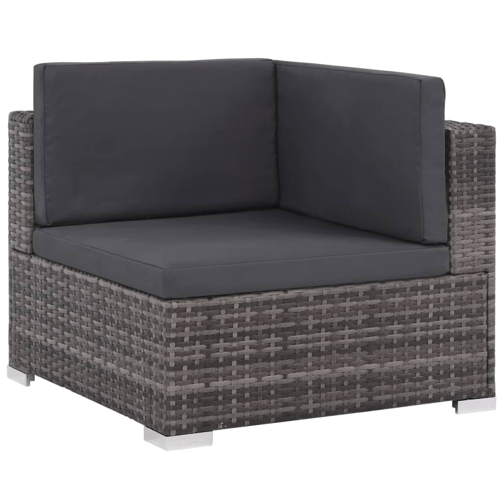 NNEVL 8 Piece Garden Lounge Set with Cushions Poly Rattan Grey-2