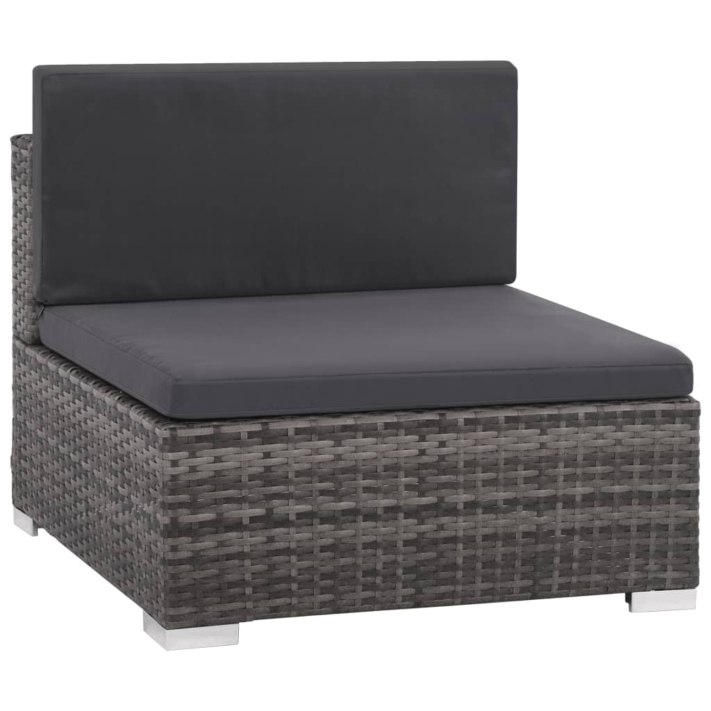 NNEVL 8 Piece Garden Lounge Set with Cushions Poly Rattan Grey-3