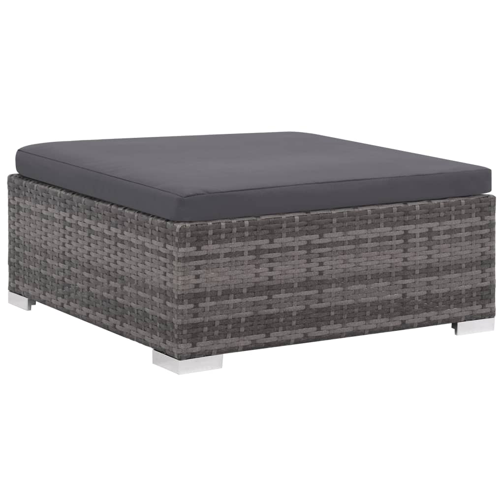 NNEVL 8 Piece Garden Lounge Set with Cushions Poly Rattan Grey-4