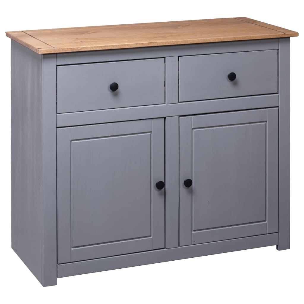 NNEDPE Sideboard Grey 93x40x80 Cm Solid Pinewood-3