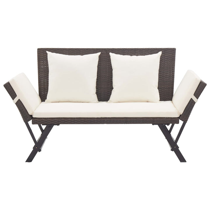 NNEVL Garden Bench with Cushions 176 cm Brown Poly Rattan-1