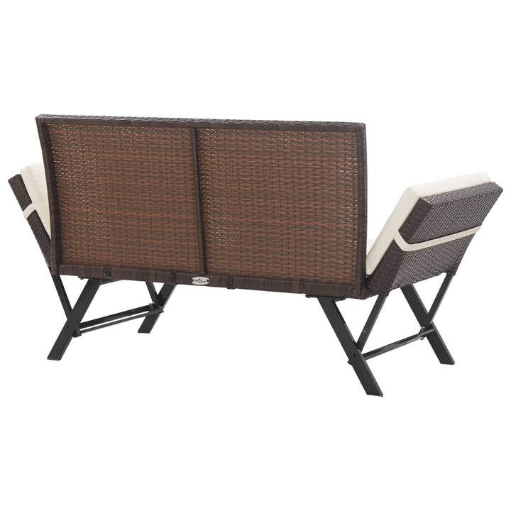 NNEVL Garden Bench with Cushions 176 cm Brown Poly Rattan-3