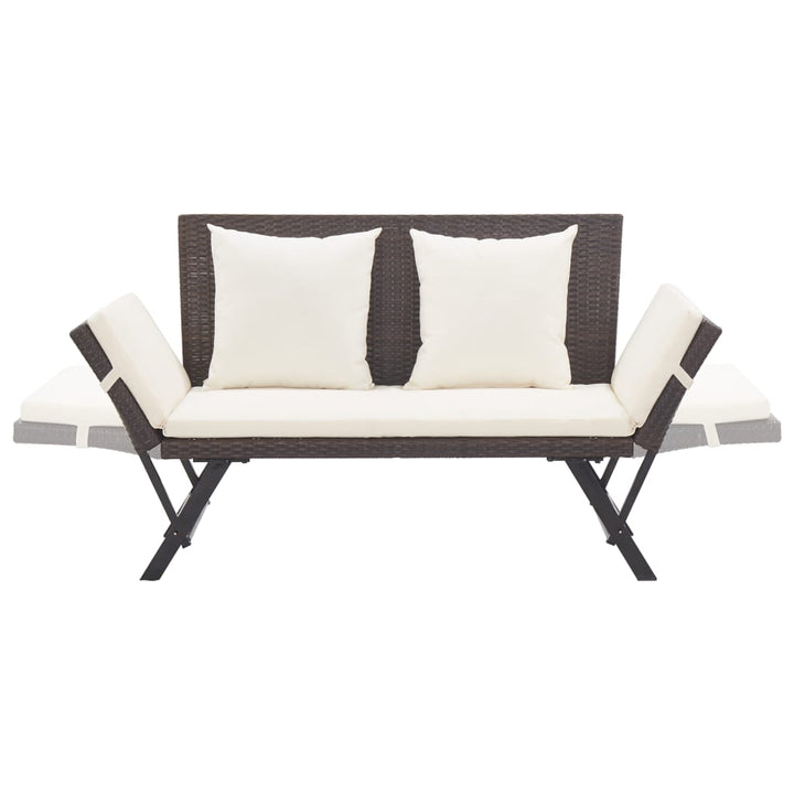 NNEVL Garden Bench with Cushions 176 cm Brown Poly Rattan-4