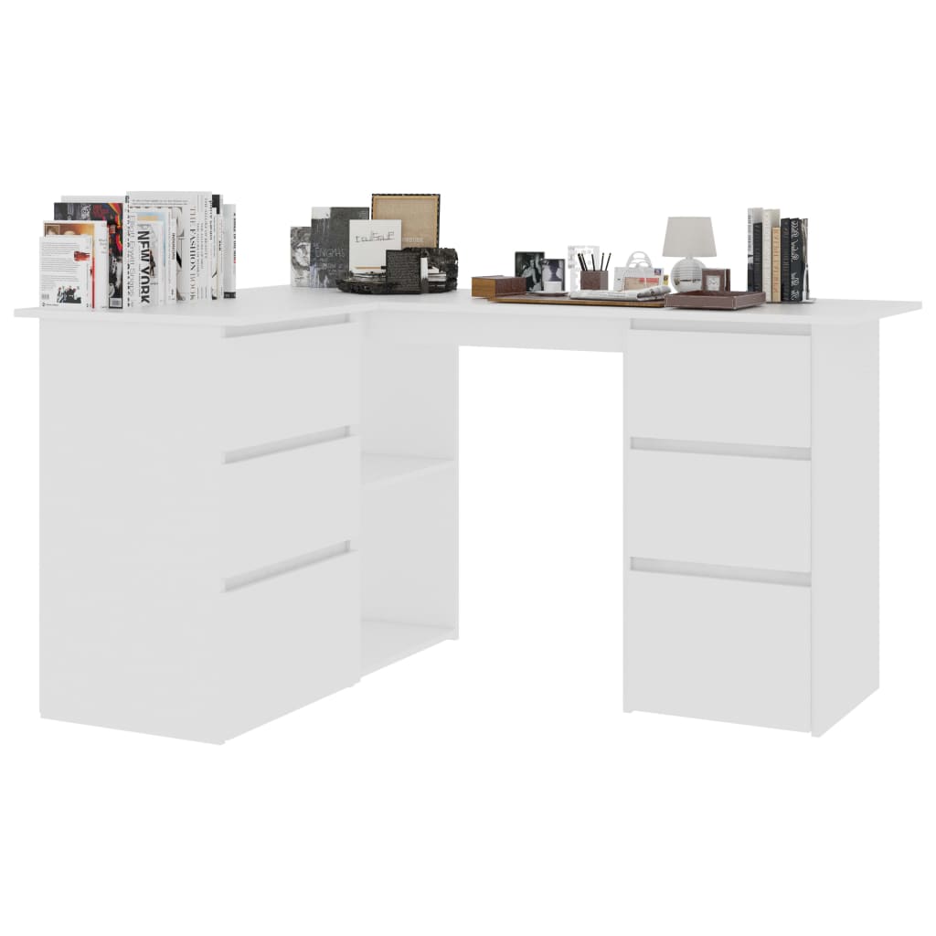 NNEVL Corner Desk White 145x100x76 cm Chipboard-2