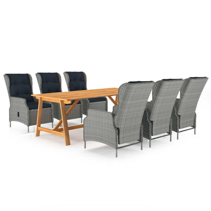 NNEVL 7 Piece Garden Dining Set Light Grey-0