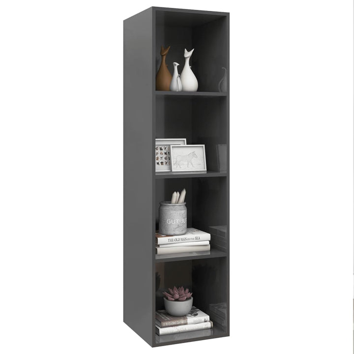 NNEVL Wall-mounted TV Cabinet High Gloss Grey 37x37x142.5 cm Chipboard-2