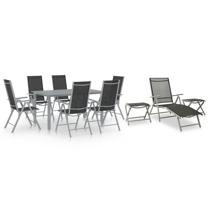 10-piece garden dining set – black/silver