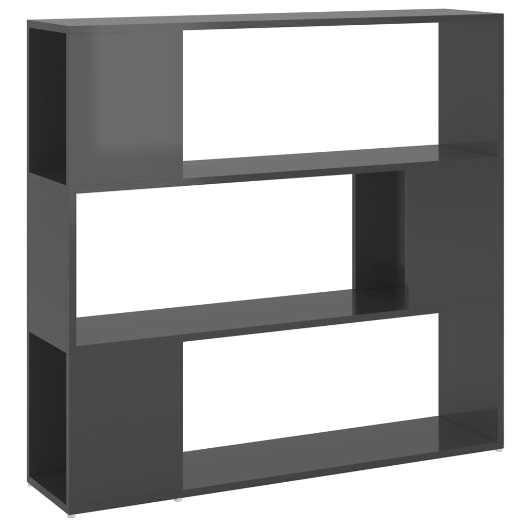 Bokhylla / rumsavdelare – högglans grå, 100×24×94 cm