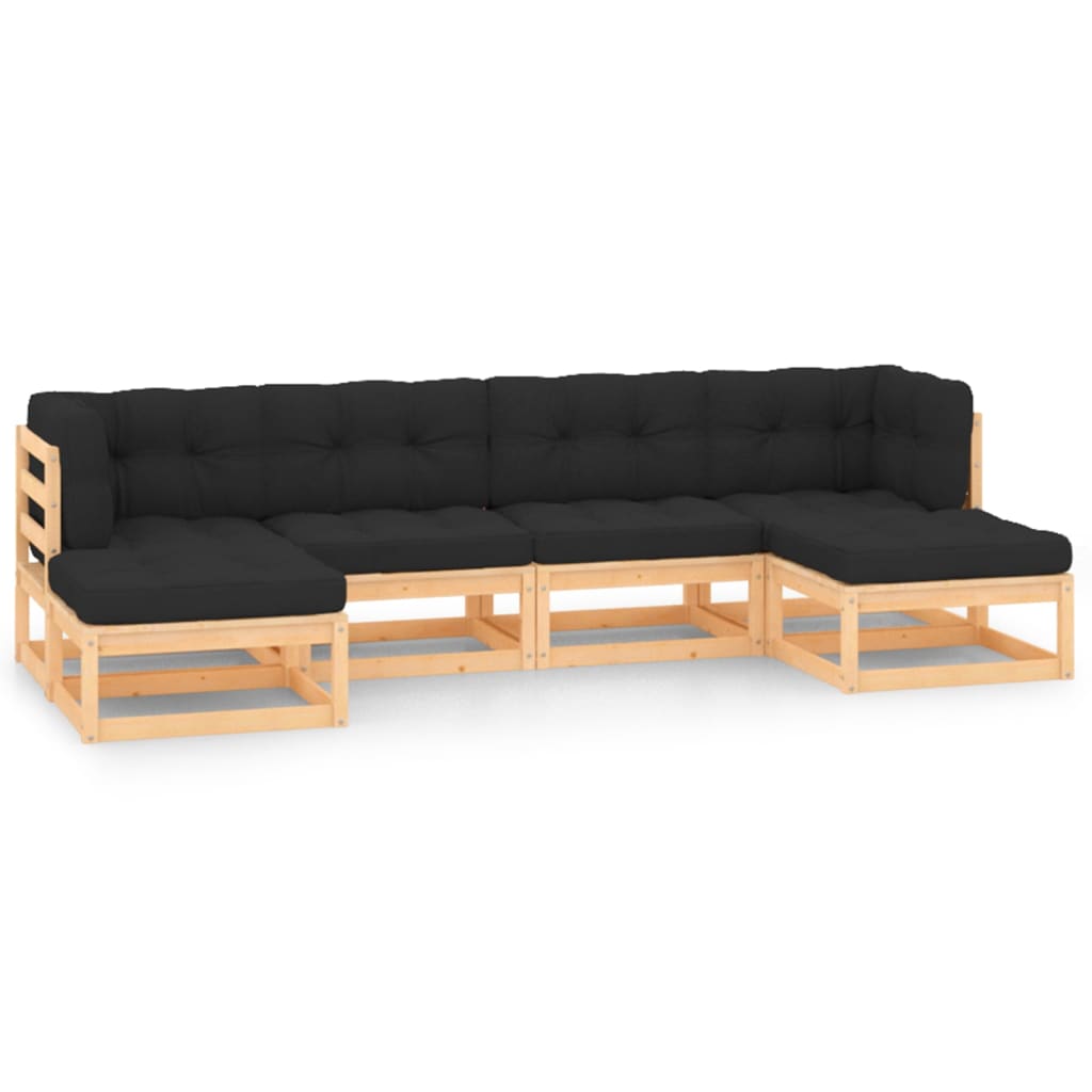NNEVL 6 Piece Garden Lounge Set with Anthracite Cushions Pinewood-0