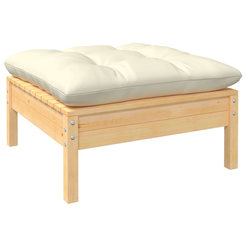 NNEVL 9 Piece Garden Lounge Set with Cream Cushions Pinewood-3