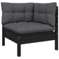 NNEVL 12 Piece Garden Lounge Set with Cushions Black Solid Pinewood-4