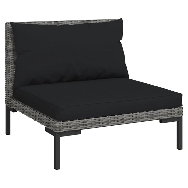 NNEVL 4-piece Garden Lounge Set with Cushions – Dark Grey Polyrattan
