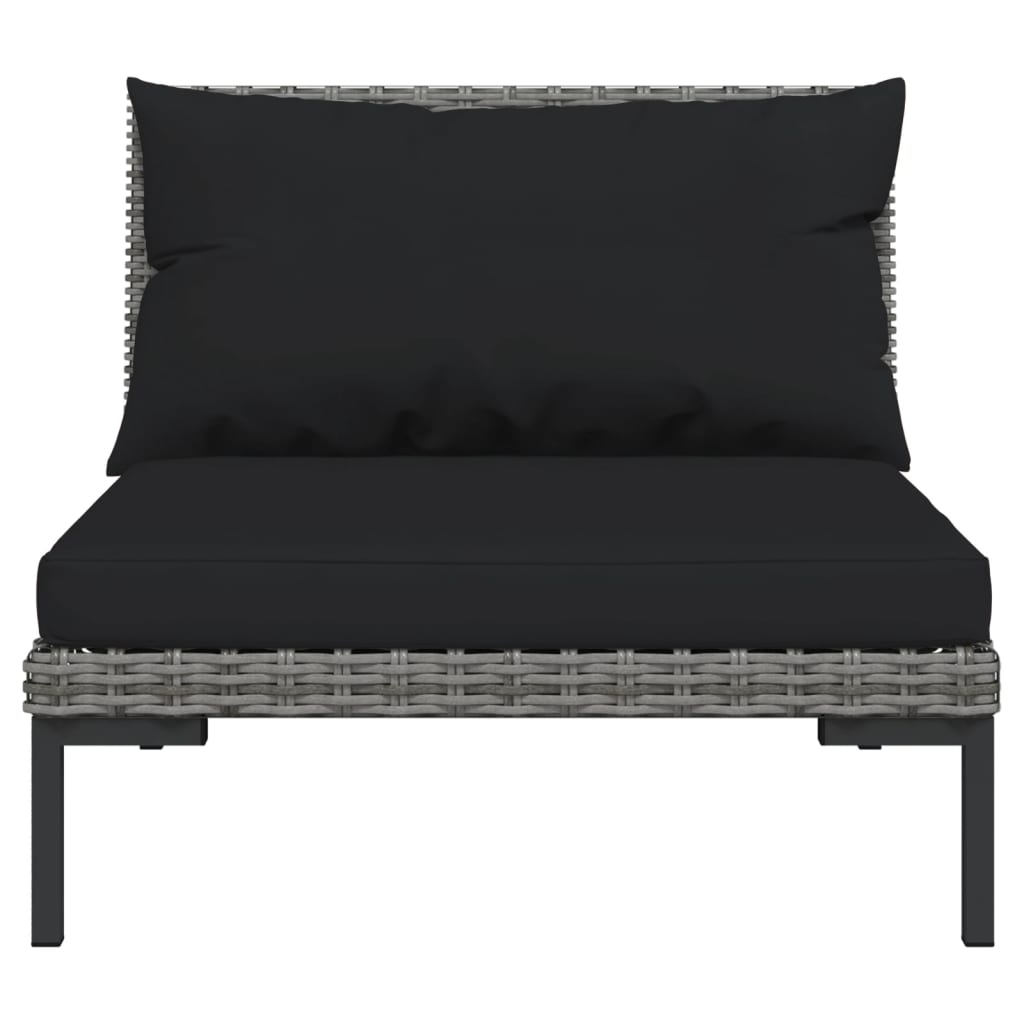 NNEVL 4-piece Garden Lounge Set with Cushions – Dark Grey Polyrattan