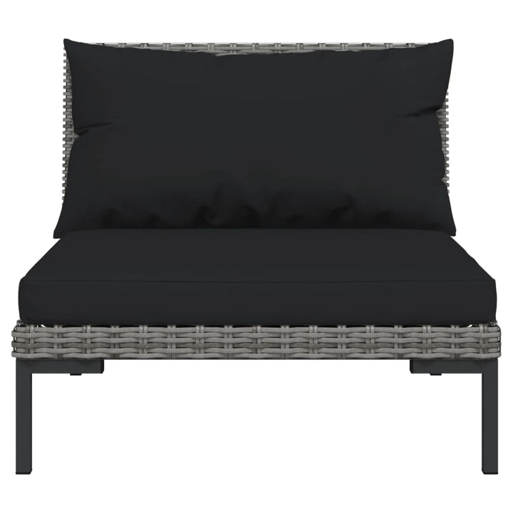 NNEVL 4-piece Garden Lounge Set with Cushions – Dark Grey Polyrattan