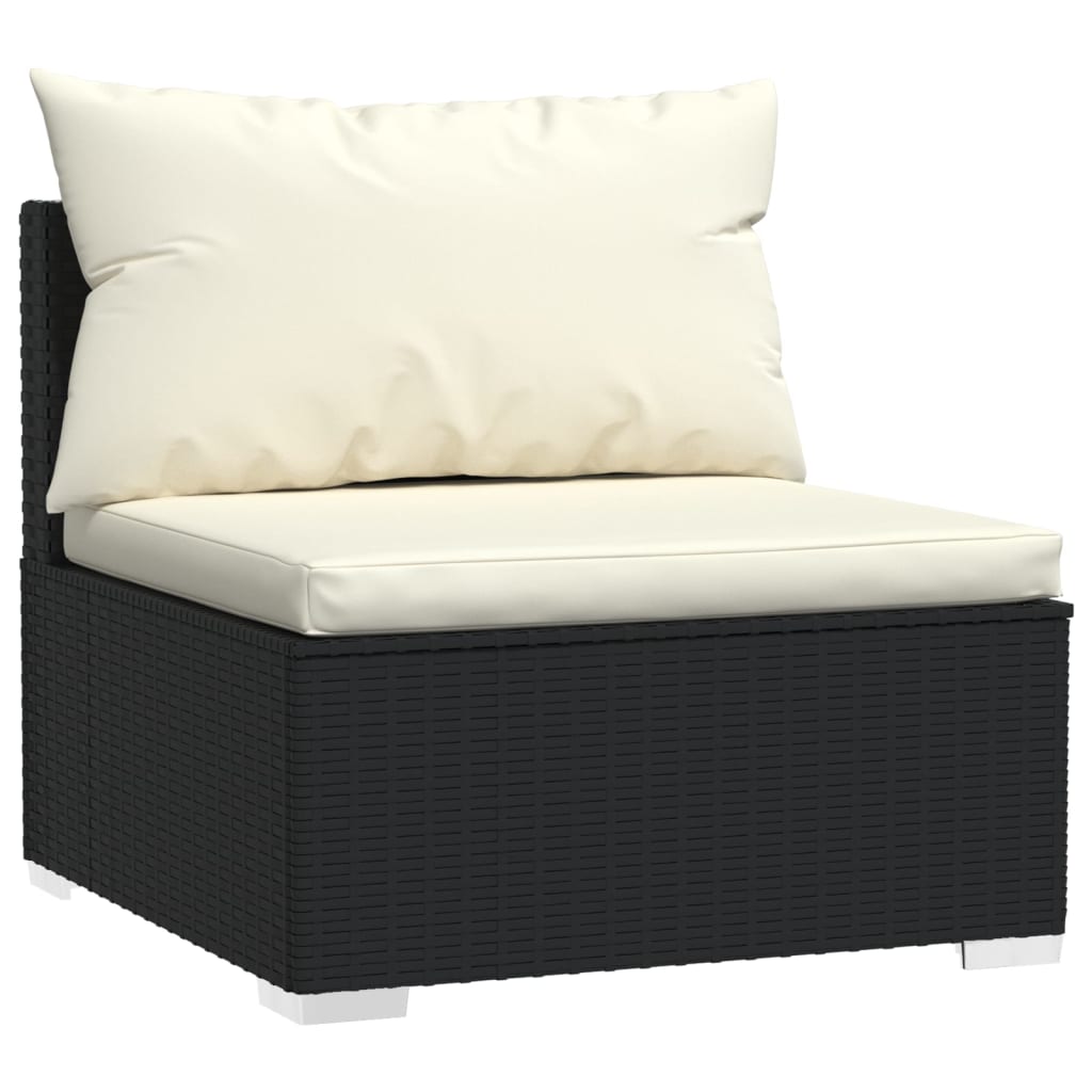 NNEVL 13 Piece Garden Lounge Set with Cushions Poly Rattan Black-3