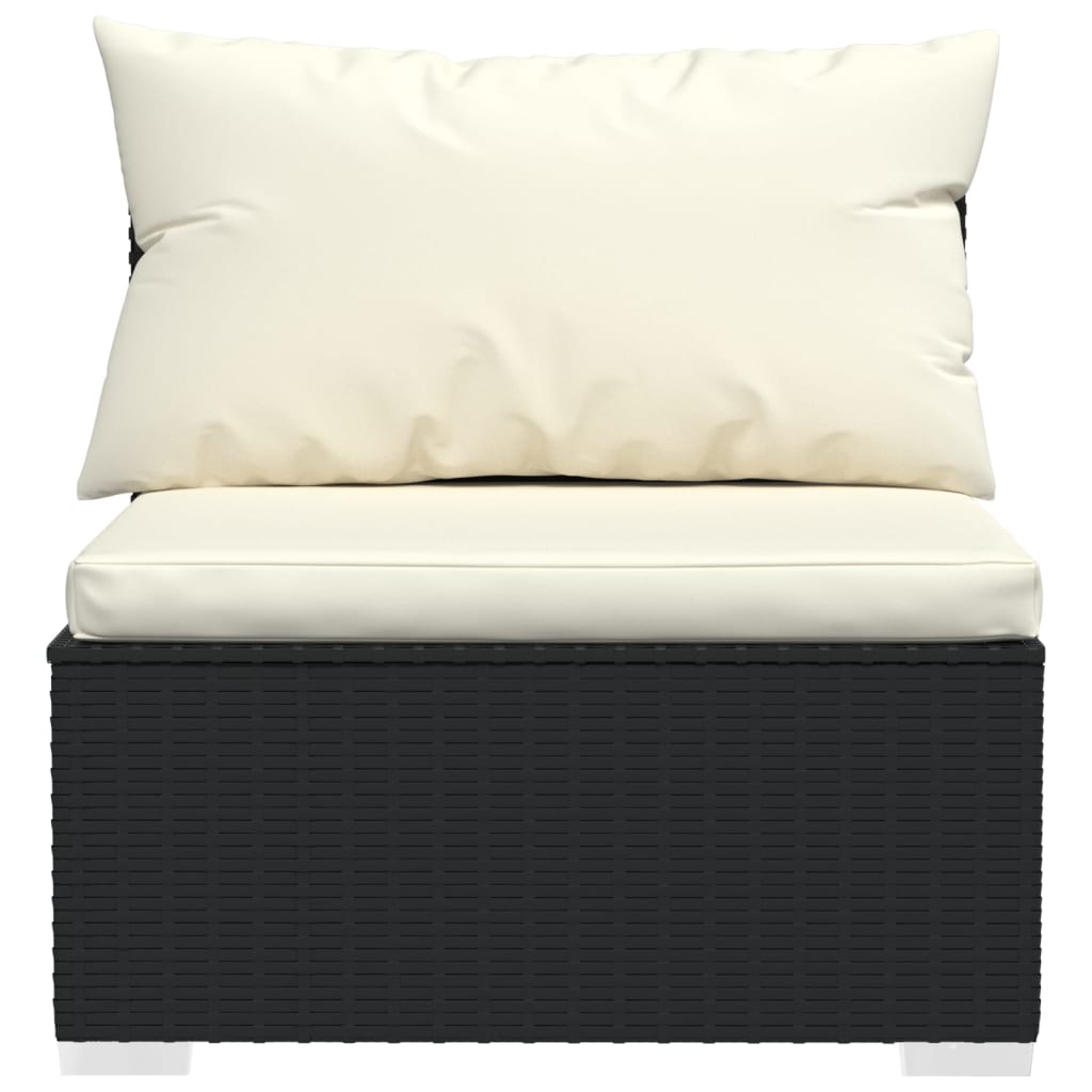 NNEVL 13 Piece Garden Lounge Set with Cushions Poly Rattan Black-4