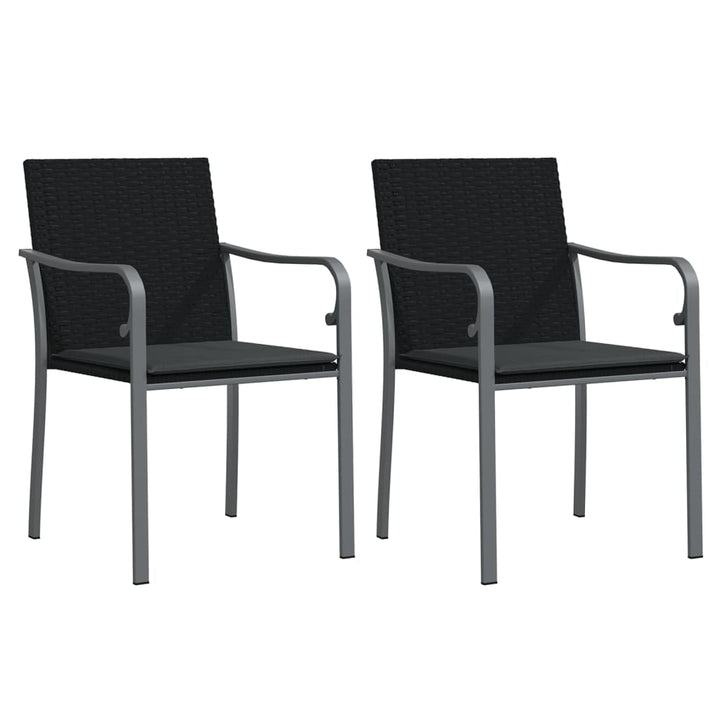 NNEVL Trädgårdsstolar med dynor 2 st – Svart 56x59x84 cm polyrattan
