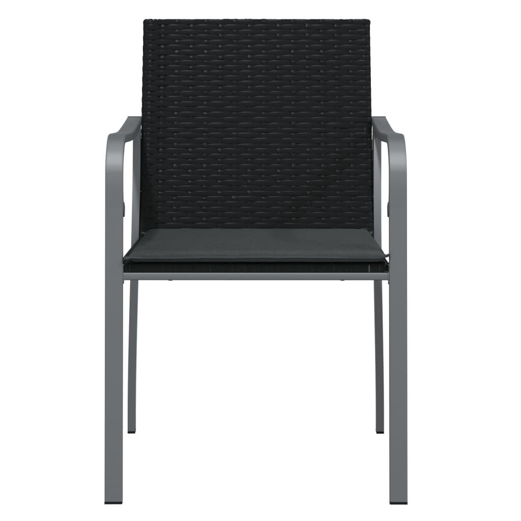 NNEVL Trädgårdsstolar med dynor 2 st – Svart 56x59x84 cm polyrattan