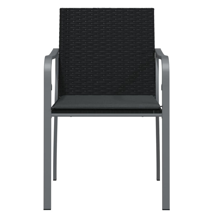 NNEVL Trädgårdsstolar med dynor 2 st – Svart 56x59x84 cm polyrattan
