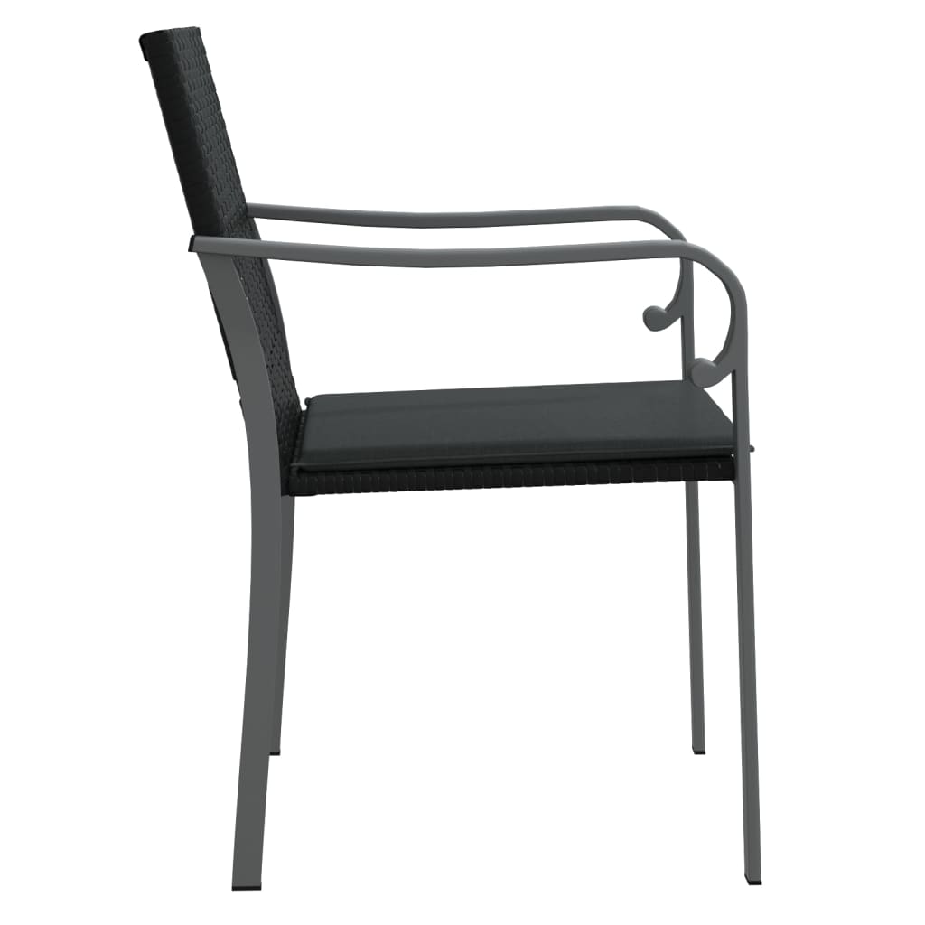 NNEVL Trädgårdsstolar med dynor 2 st – Svart 56x59x84 cm polyrattan