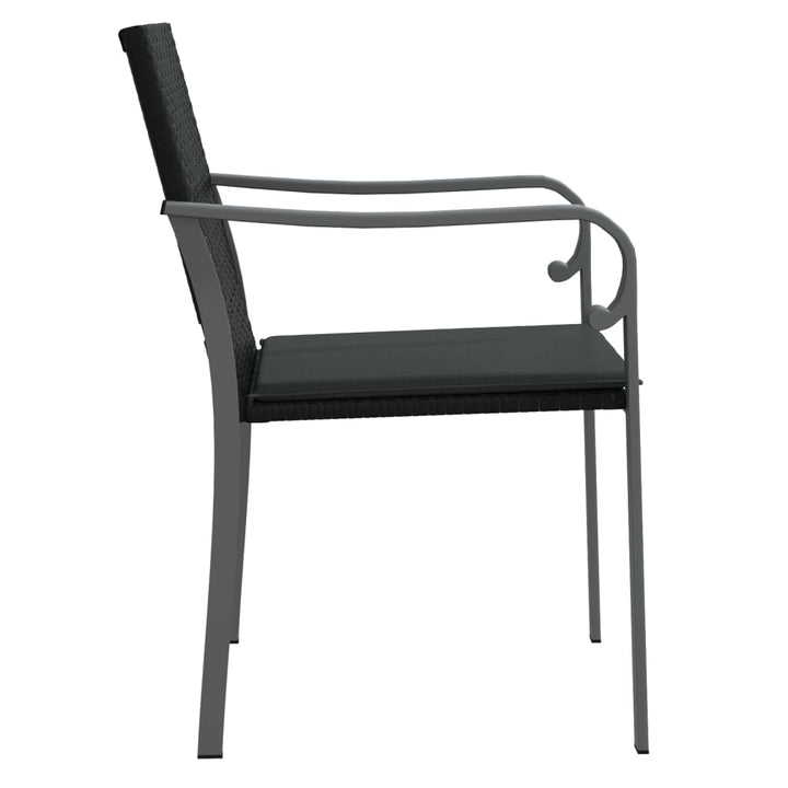 NNEVL Trädgårdsstolar med dynor 2 st – Svart 56x59x84 cm polyrattan