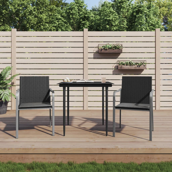 NNEVL Trädgårdsstolar med dynor 2 st – Svart 56x59x84 cm polyrattan