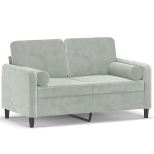 NNEVL 2-Seater Sofa with Throw Pillows Light Grey 120 cm Velvet-1