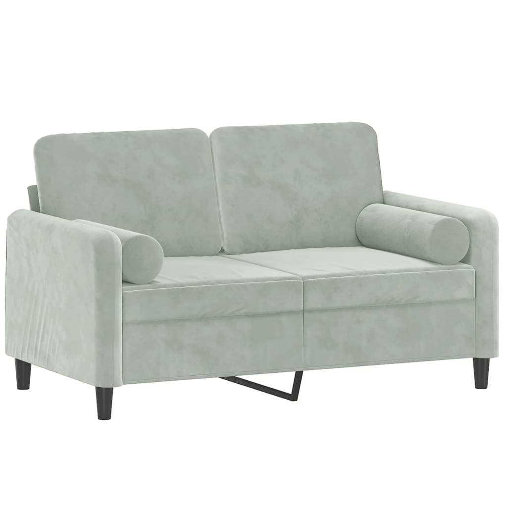 NNEVL 2-Seater Sofa with Throw Pillows Light Grey 120 cm Velvet-2