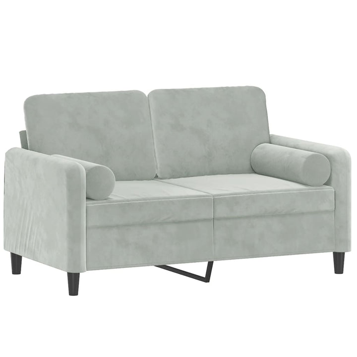 NNEVL 2-Seater Sofa with Throw Pillows Light Grey 120 cm Velvet-2