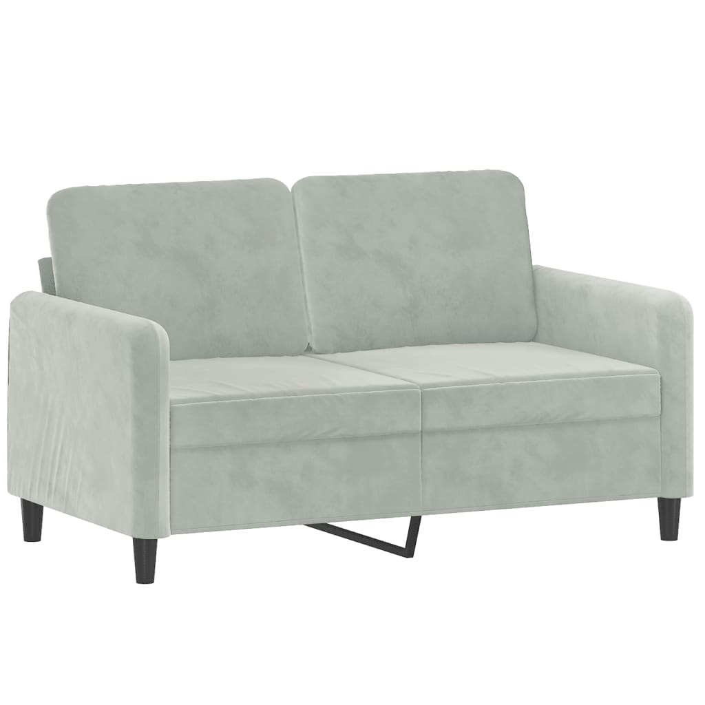NNEVL 2-Seater Sofa with Throw Pillows Light Grey 120 cm Velvet-3