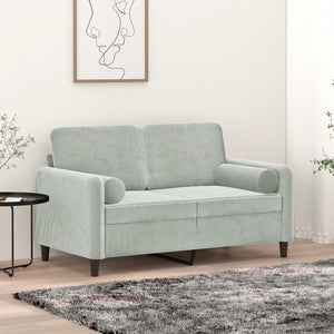 NNEVL 2-Seater Sofa with Throw Pillows Light Grey 120 cm Velvet-0