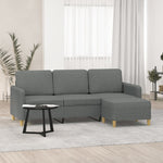 NNEVL 3-Seater Sofa with Footstool Dark Grey 180 cm Fabric-0