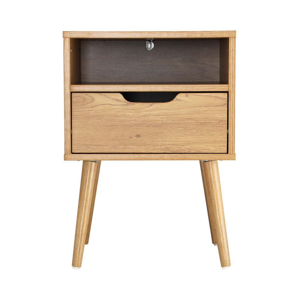 NNEED Bedside Table Handle-Free Open Shelf Wood-0