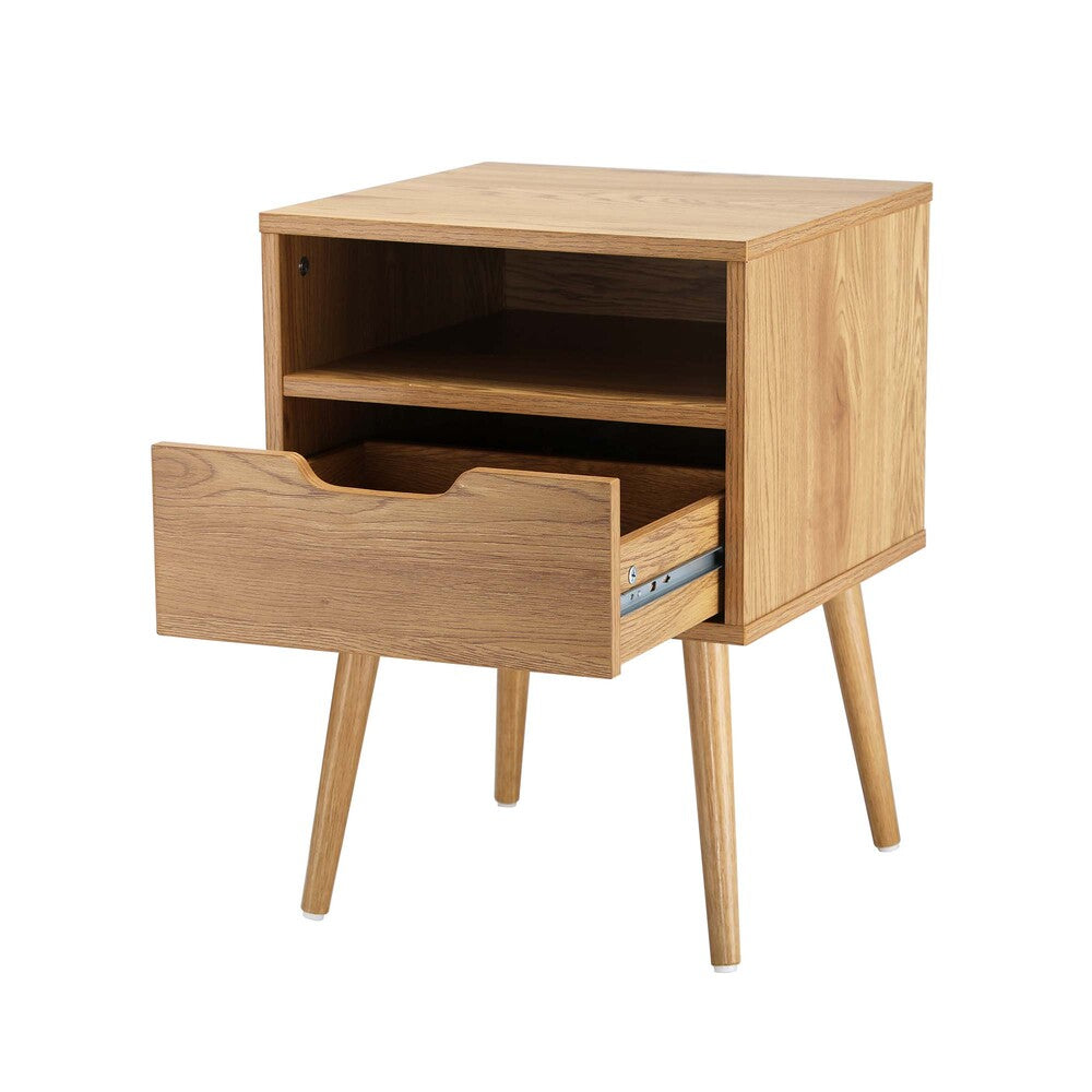 NNEED Bedside Table Handle-Free Open Shelf Wood-4