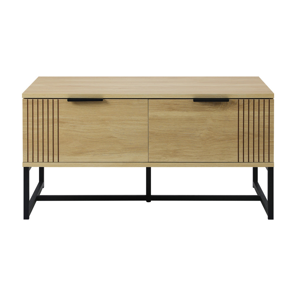 NNEED Coffee Table with Storage Drawers Wooden Natural-1