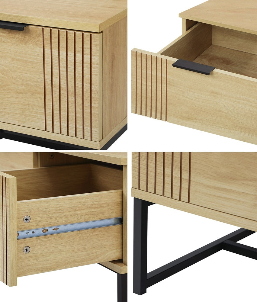 NNEED Coffee Table with Storage Drawers Wooden Natural-4