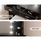 Sminkbord med LED-spegel och pall – svart