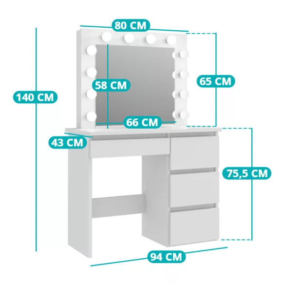 Sminkbord Barcelona Vit Outlet