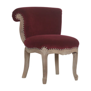 Wine Red Velvet Studded Chair-1
