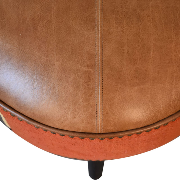 wholesale Durrie &amp; Leather Mixed Footstool for resale